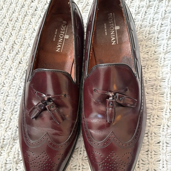Bostonian Mens Shoes Classics Burgundy Tassel Wingtip Brogue Loafers 11.5